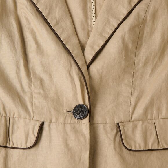 Y2K Tara Jarmon Blazer Jacket Women's 4 Linen Parisian Chic Old Money Academia - Picture 9 of 13